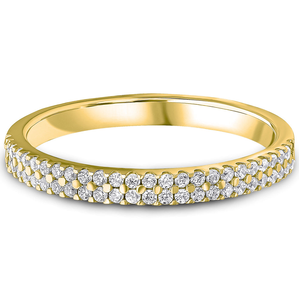 Claw Set Brilliant Cut Diamond Double Row Wedding Band | 0.25ct