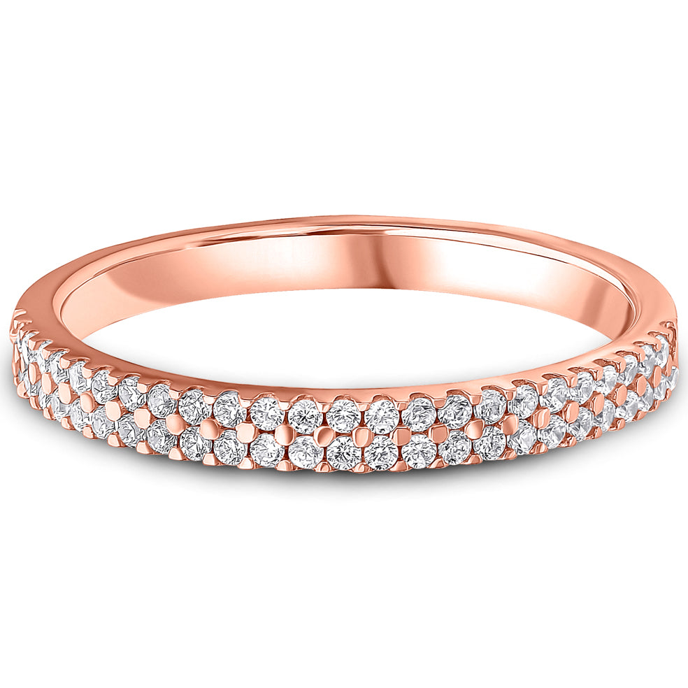 Claw Set Brilliant Cut Diamond Double Row Wedding Band | 0.25ct