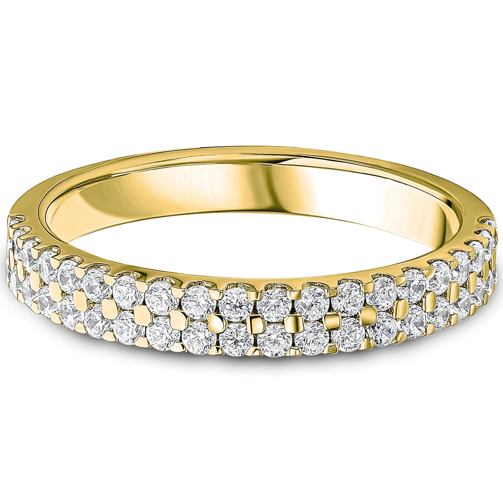 Claw Set Brilliant Cut Diamond Double Row Wedding Band | 0.50ct