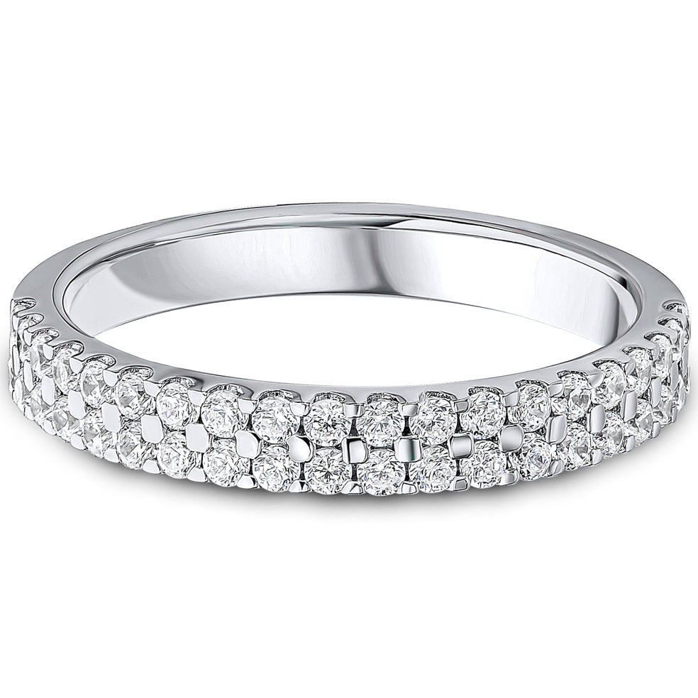 Claw Set Brilliant Cut Diamond Double Row Wedding Band | 0.50ct