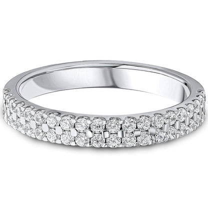 Claw Set Brilliant Cut Diamond Double Row Wedding Band | 0.50ct