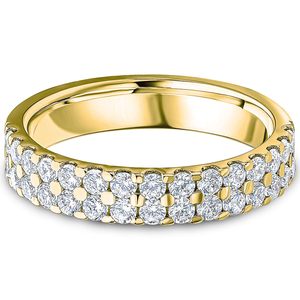 Claw Set Brilliant Cut Diamond Double Row Wedding Band | 0.75ct
