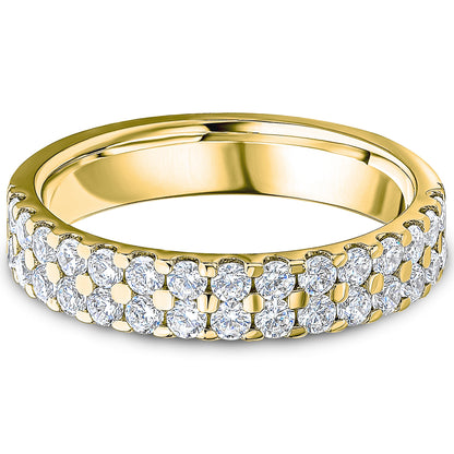 Claw Set Brilliant Cut Diamond Double Row Wedding Band | 0.75ct