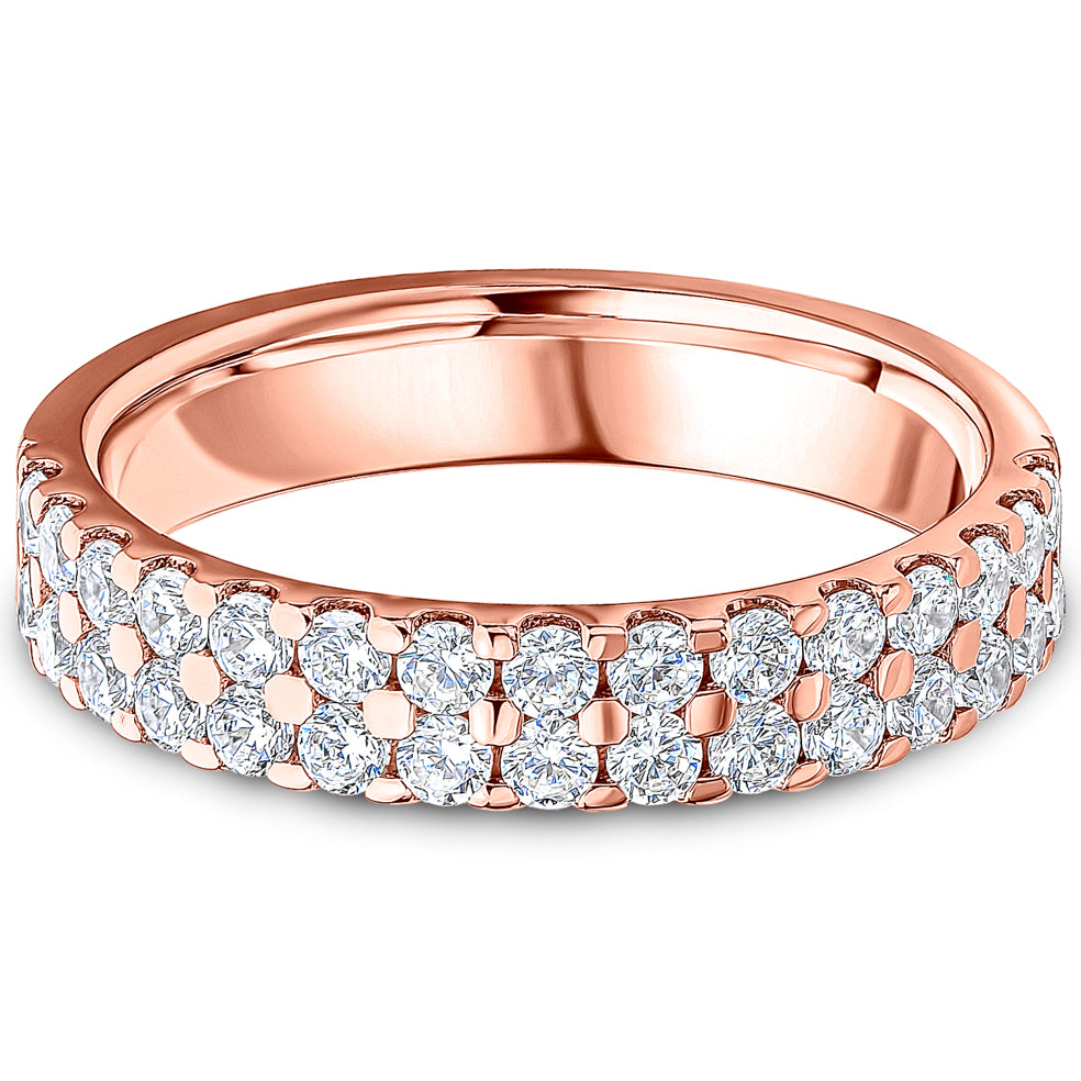 Claw Set Brilliant Cut Diamond Double Row Wedding Band | 0.75ct
