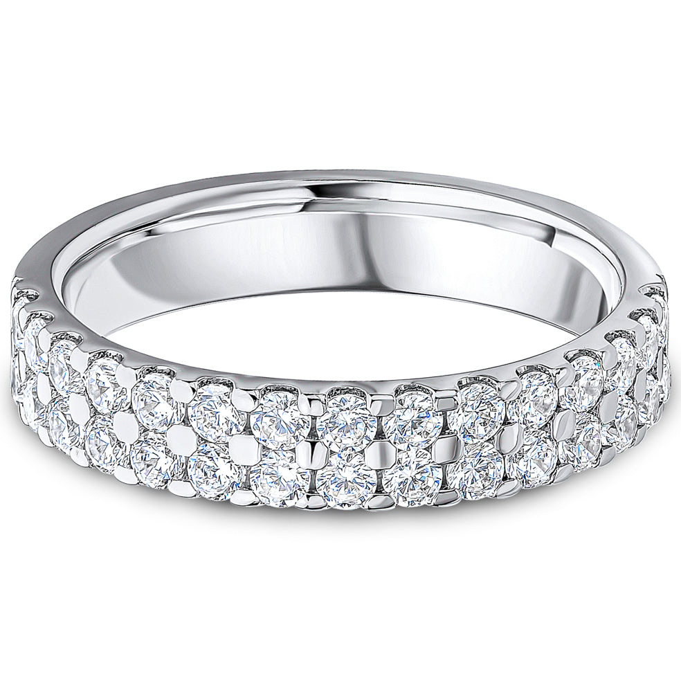 Claw Set Brilliant Cut Diamond Double Row Wedding Band | 0.75ct