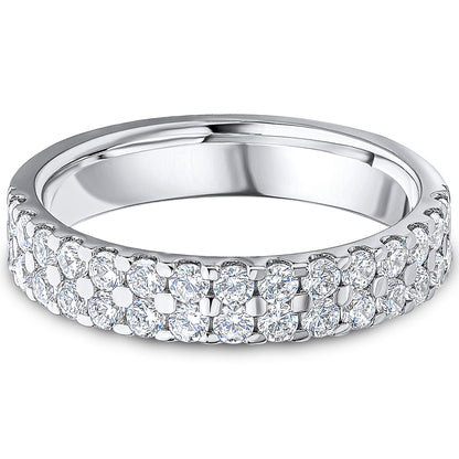 Claw Set Brilliant Cut Diamond Double Row Wedding Band | 0.75ct