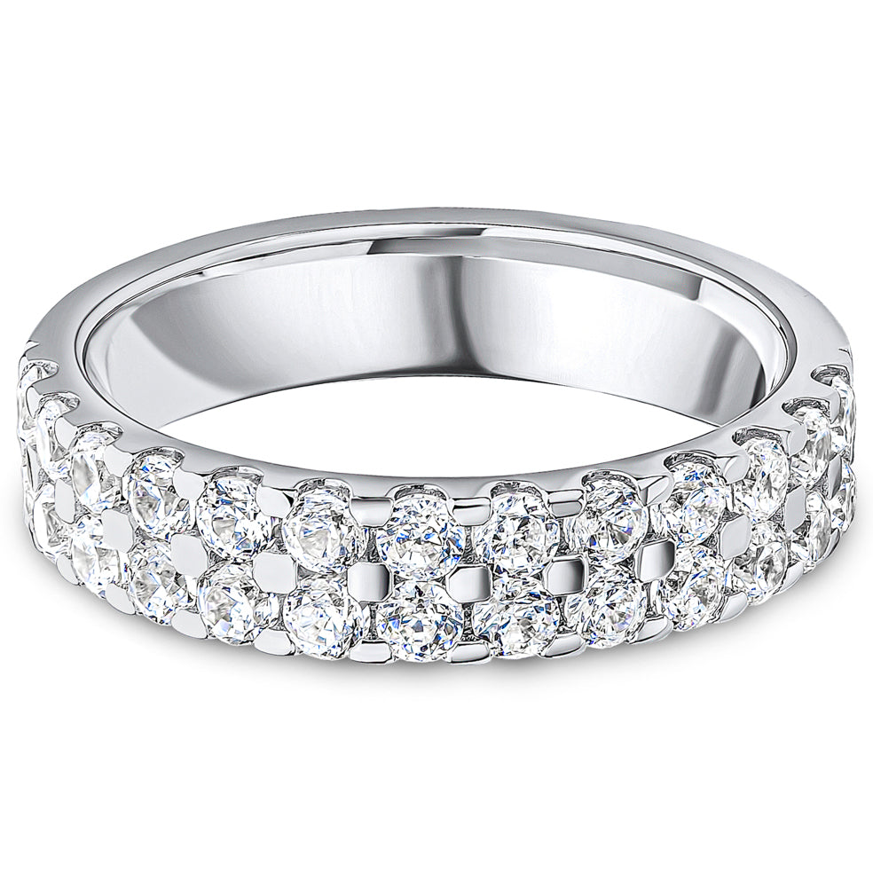 Claw Set Brilliant Cut Diamond Double Row Wedding Band | 1.00ct