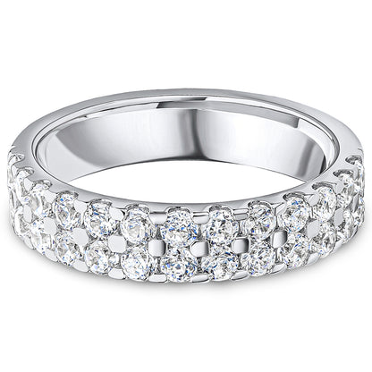 Claw Set Brilliant Cut Diamond Double Row Wedding Band | 1.00ct