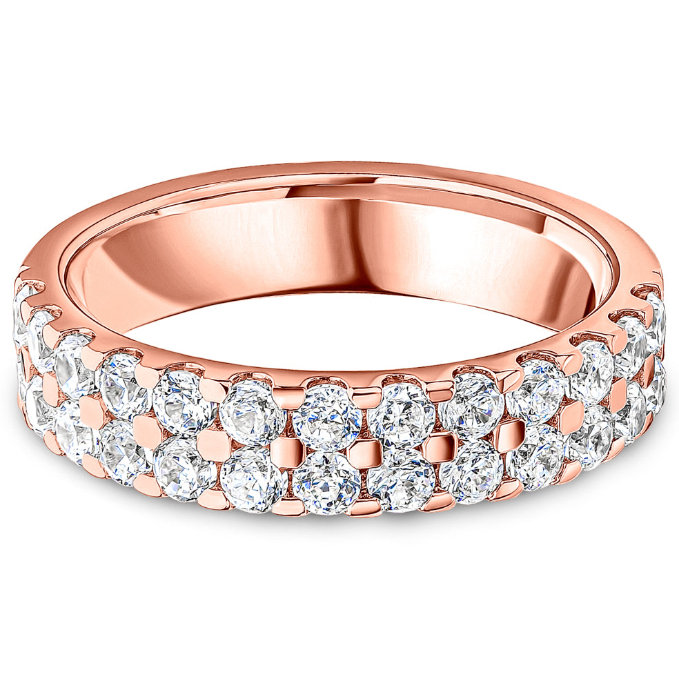Claw Set Brilliant Cut Diamond Double Row Wedding Band | 1.00ct