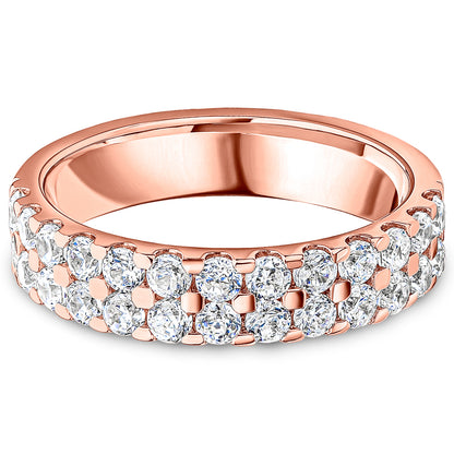 Claw Set Brilliant Cut Diamond Double Row Wedding Band | 1.00ct
