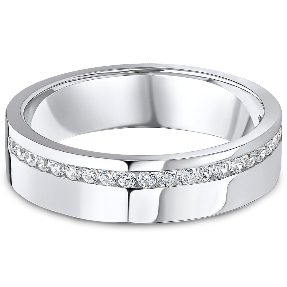 Offset Channel Set Brilliant Cut Diamond Wedding Band | 0.22ct
