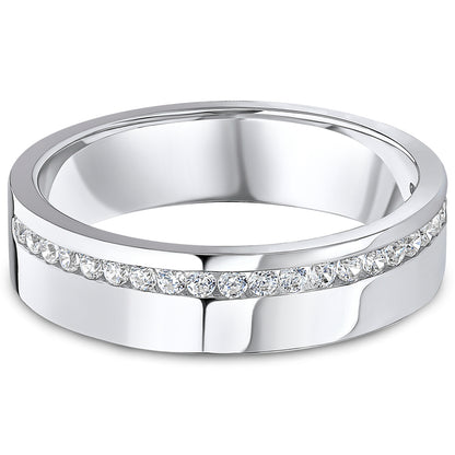 Offset Channel Set Brilliant Cut Diamond Wedding Band | 0.22ct