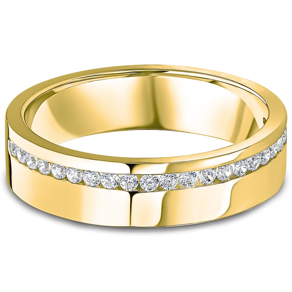 Offset Channel Set Brilliant Cut Diamond Wedding Band | 0.22ct