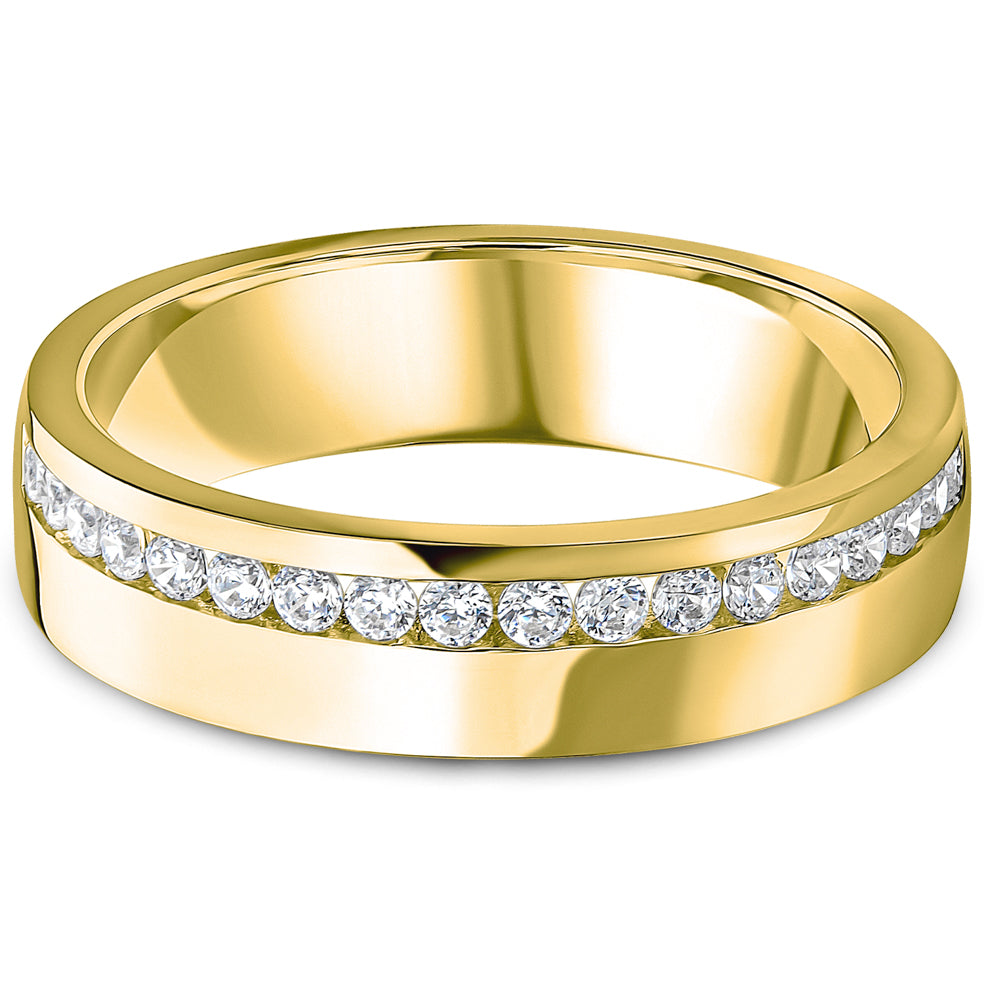 Offset Channel Set Brilliant Cut Diamond Wedding Band | 0.28ct