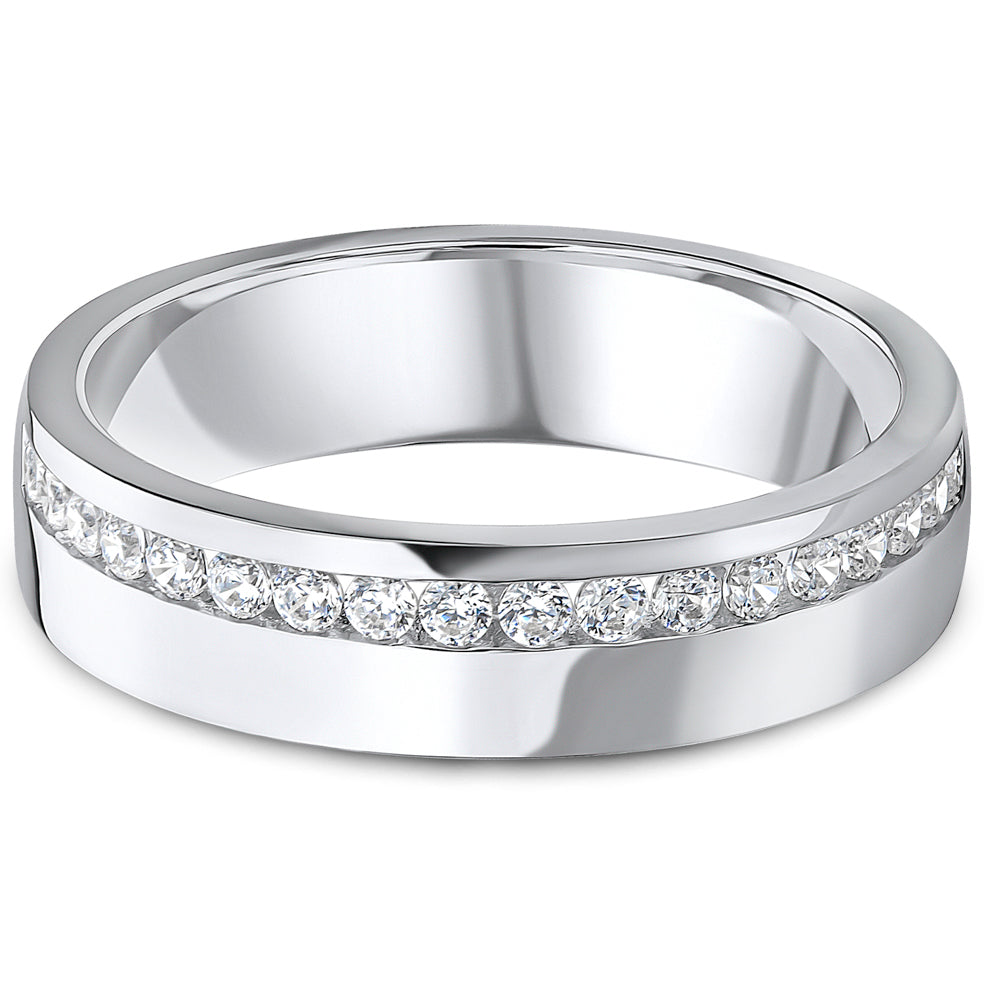 Offset Channel Set Brilliant Cut Diamond Wedding Band | 0.28ct