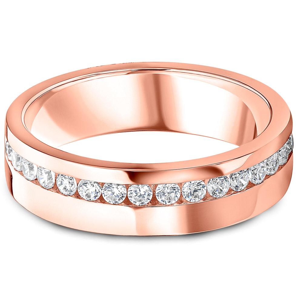 Offset Channel Set Brilliant Cut Diamond Wedding Band | 0.37ct