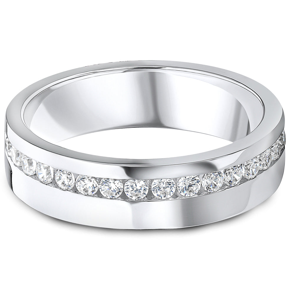 Offset Channel Set Brilliant Cut Diamond Wedding Band | 0.37ct