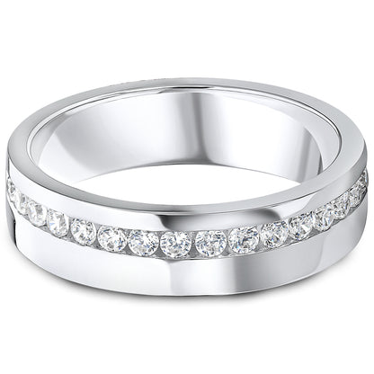 Offset Channel Set Brilliant Cut Diamond Wedding Band | 0.37ct