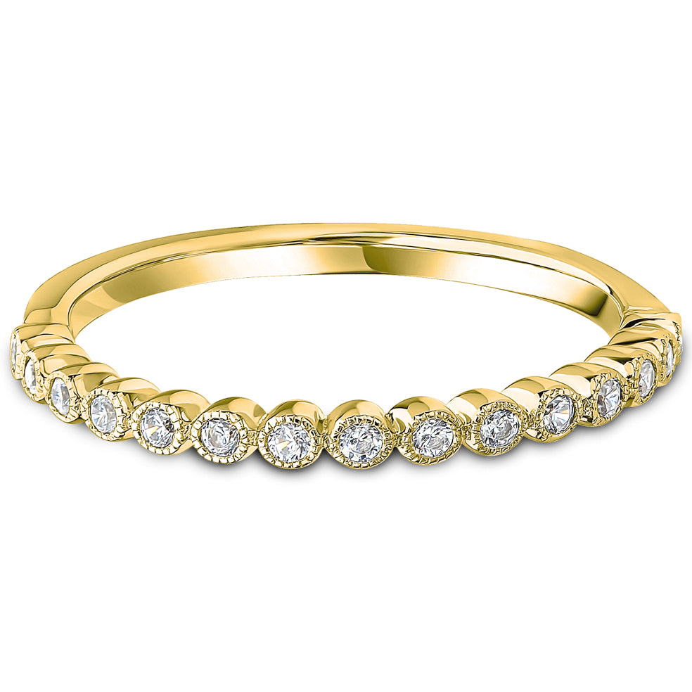 Milgrain Bezel Set Brilliant Cut Diamond Wedding Band | 0.15ct