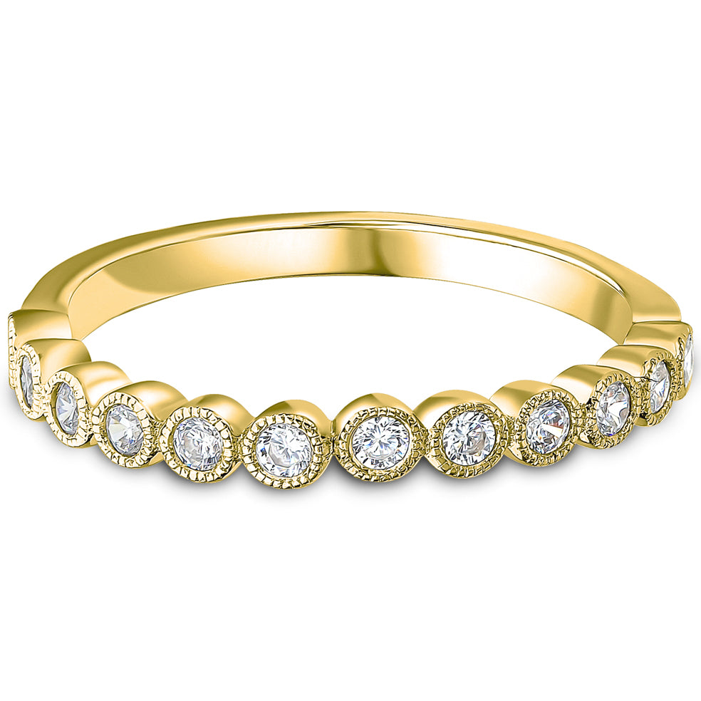 Milgrain Bezel Set Brilliant Cut Diamond Wedding Band | 0.25ct