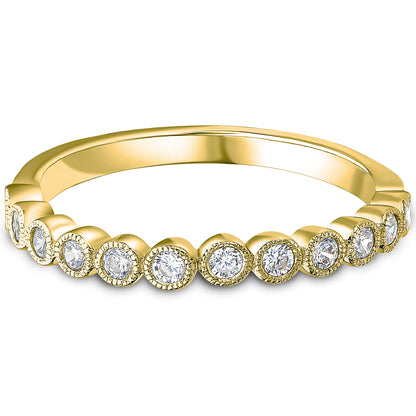 Milgrain Bezel Set Brilliant Cut Diamond Wedding Band | 0.25ct