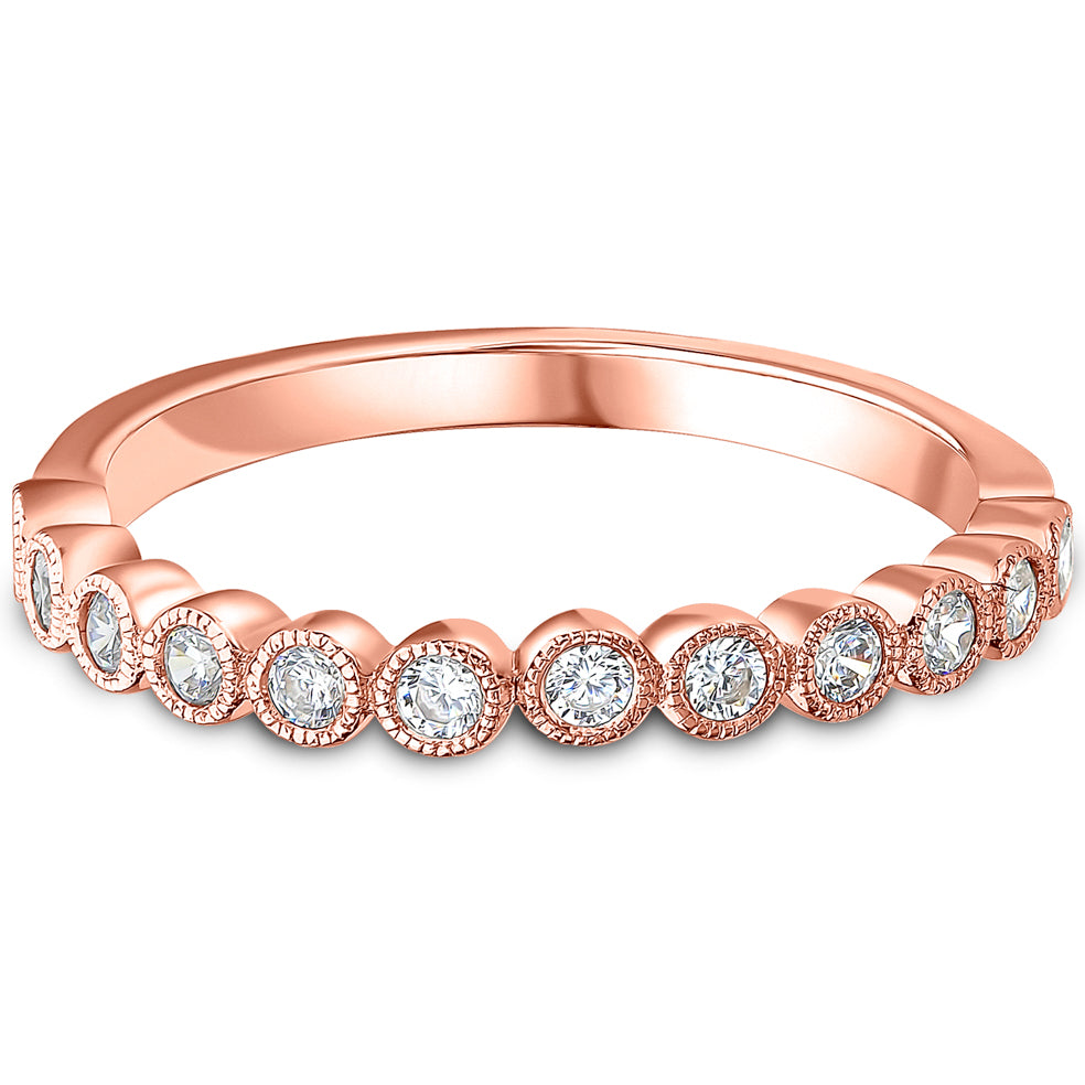 Milgrain Bezel Set Brilliant Cut Diamond Wedding Band | 0.25ct