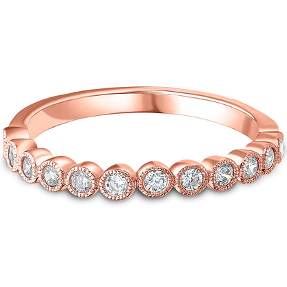 Milgrain Bezel Set Brilliant Cut Diamond Wedding Band | 0.25ct