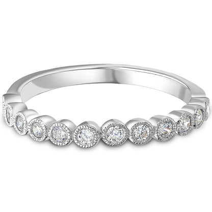Milgrain Bezel Set Brilliant Cut Diamond Wedding Band | 0.25ct