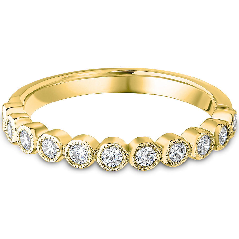 Milgrain Bezel Set Brilliant Cut Diamond Wedding Band | 0.33ct