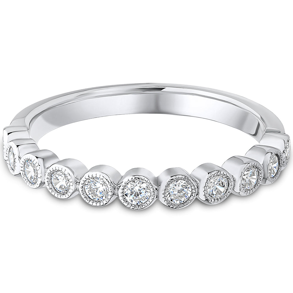 Milgrain Bezel Set Brilliant Cut Diamond Wedding Band | 0.33ct