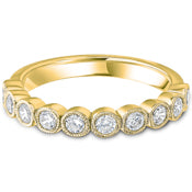Milgrain Bezel Set Brilliant Cut Diamond Wedding Band | 0.50ct