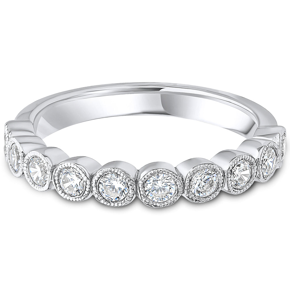 Milgrain Bezel Set Brilliant Cut Diamond Wedding Band | 0.50ct