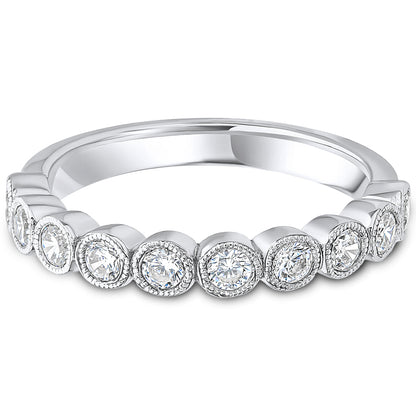 Milgrain Bezel Set Brilliant Cut Diamond Wedding Band | 0.50ct