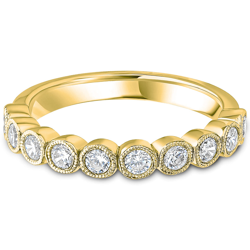 Milgrain Bezel Set Brilliant Cut Diamond Wedding Band | 0.50ct