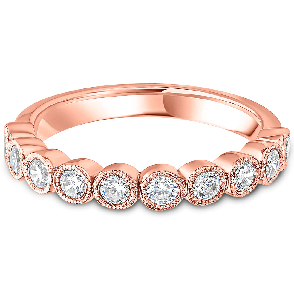 Milgrain Bezel Set Brilliant Cut Diamond Wedding Band | 0.50ct
