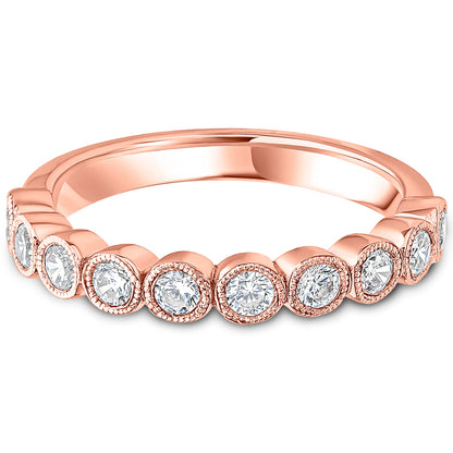 Milgrain Bezel Set Brilliant Cut Diamond Wedding Band | 0.50ct