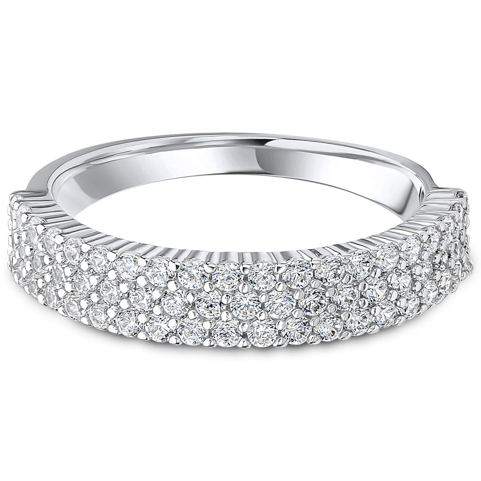 Claw Set Brilliant Cut Diamond Triple Row Wedding Band | 0.75ct
