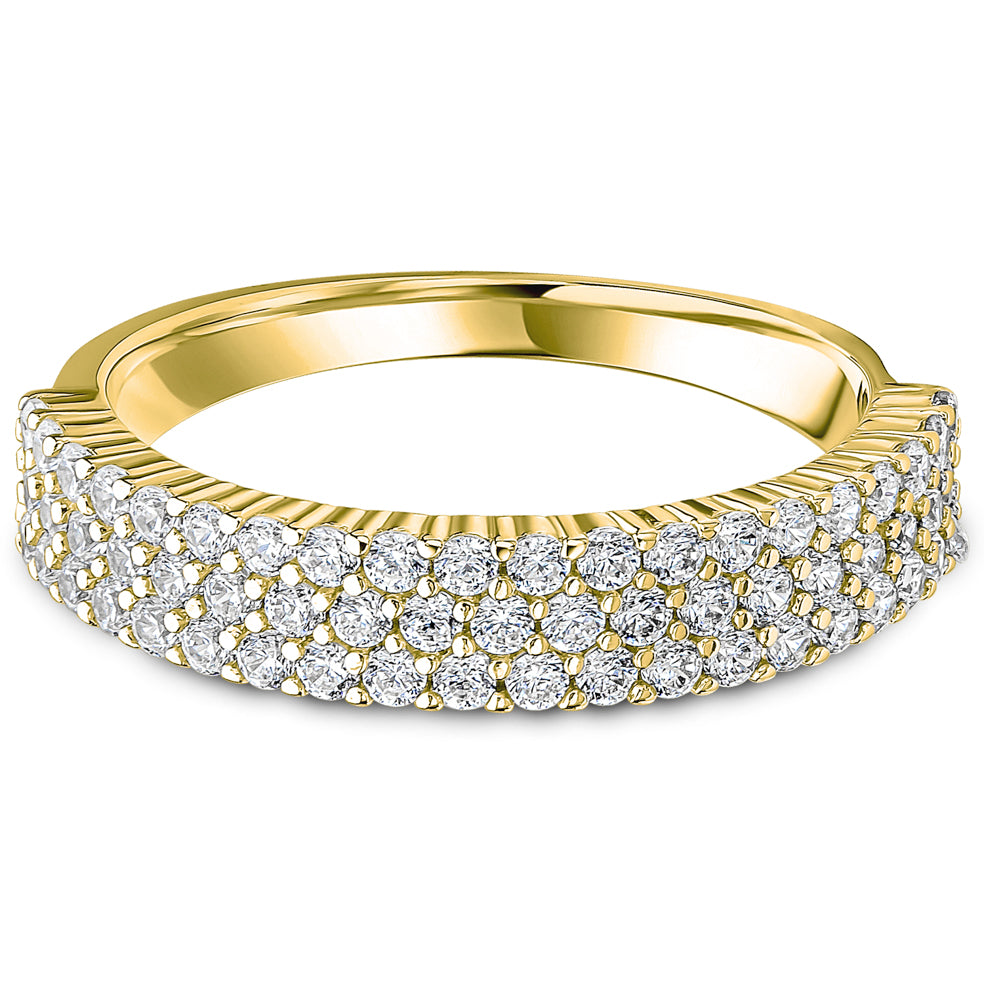 Claw Set Brilliant Cut Diamond Triple Row Wedding Band | 0.75ct
