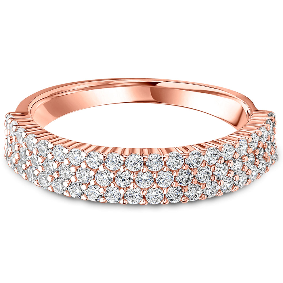 Claw Set Brilliant Cut Diamond Triple Row Wedding Band | 0.75ct