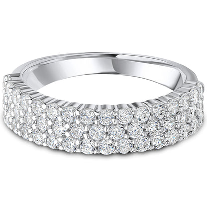 Claw Set Brilliant Cut Diamond Triple Row Wedding Band | 1.00ct