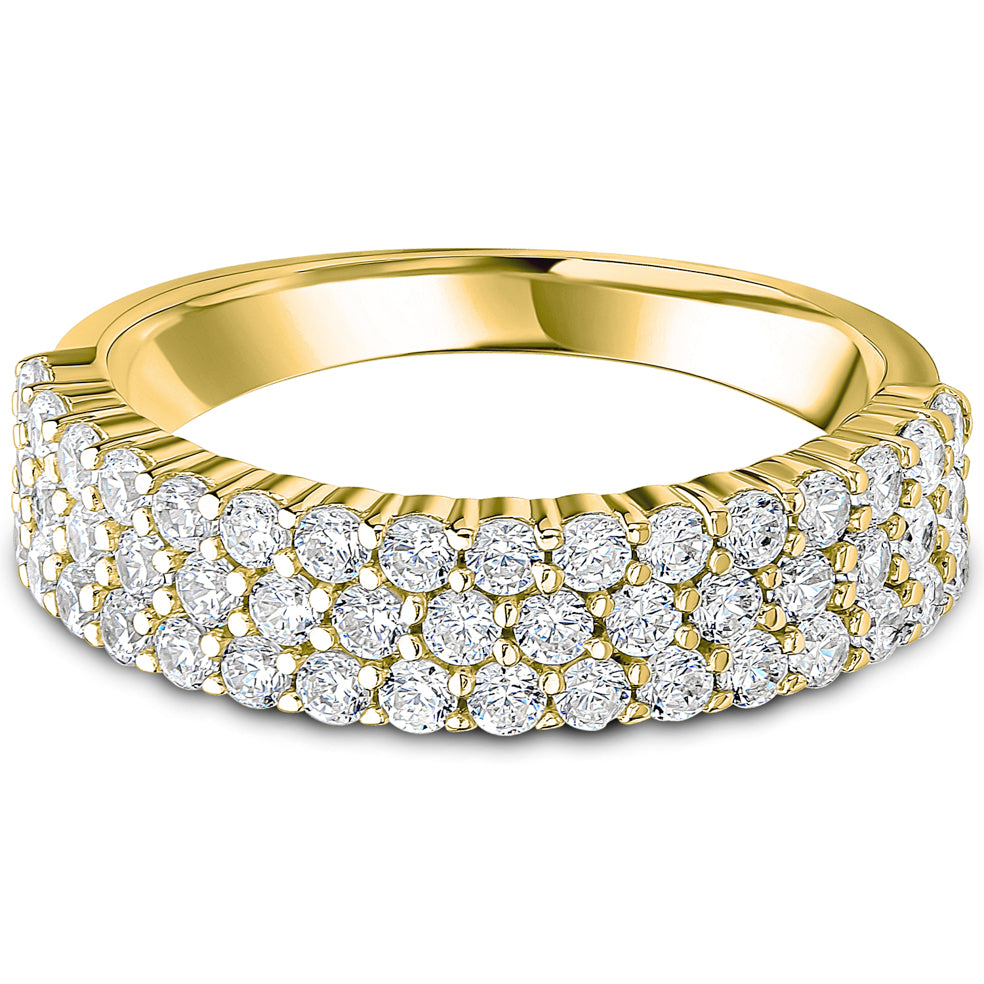 Claw Set Brilliant Cut Diamond Triple Row Wedding Band | 1.00ct