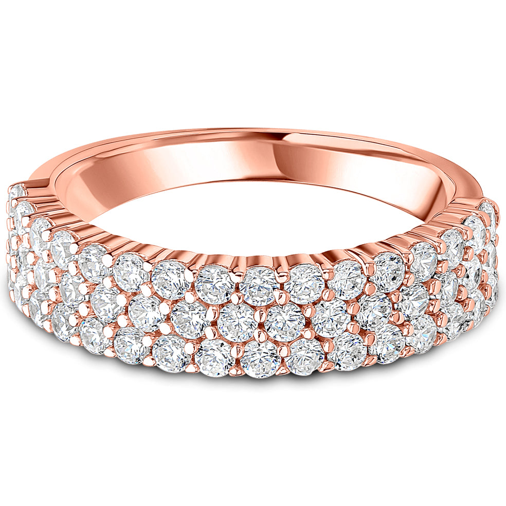 Claw Set Brilliant Cut Diamond Triple Row Wedding Band | 1.00ct