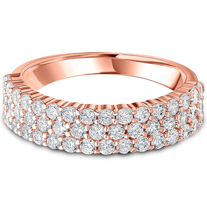 Claw Set Brilliant Cut Diamond Triple Row Wedding Band | 1.00ct