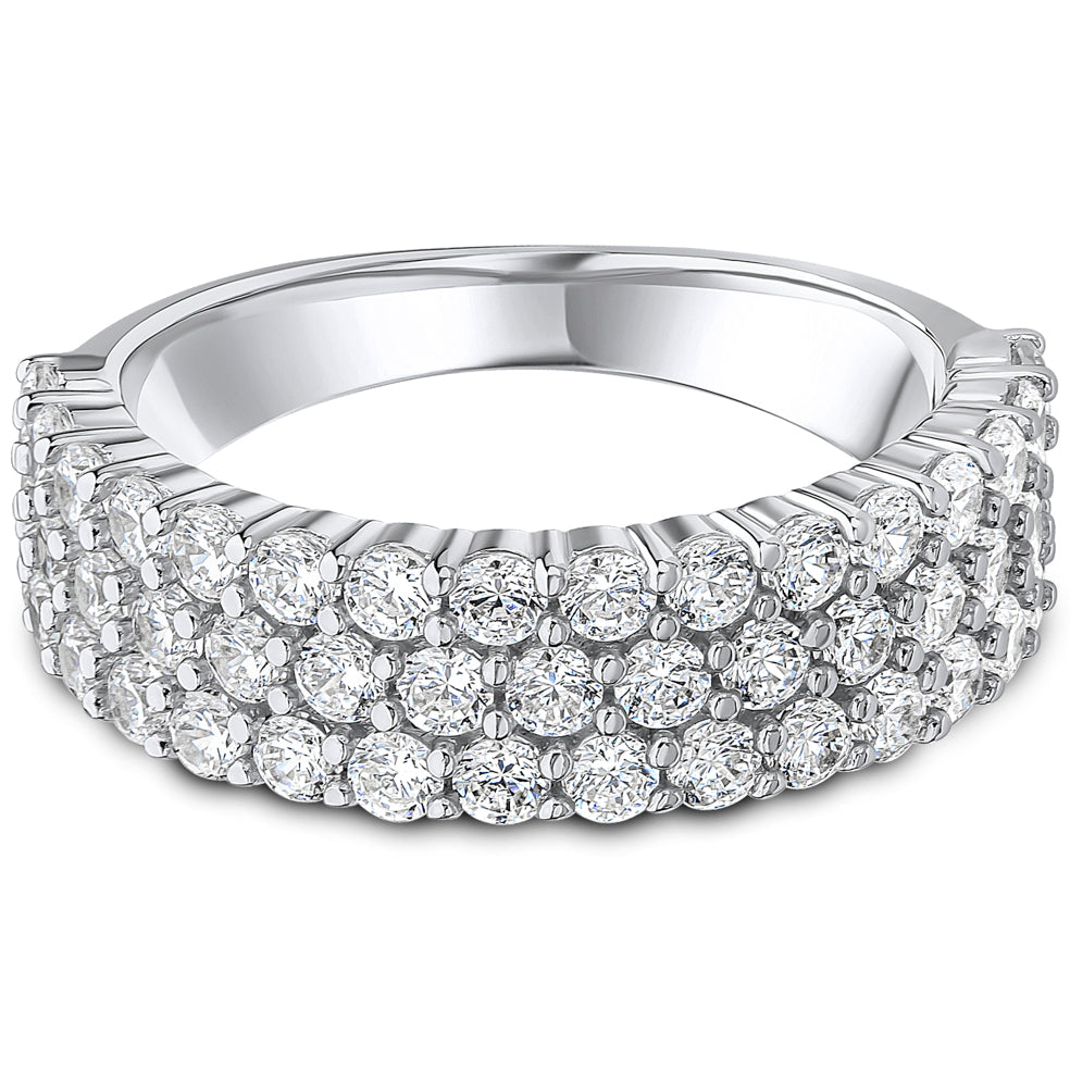 Claw Set Brilliant Cut Diamond Triple Row Wedding Band | 1.50ct