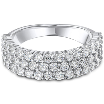 Claw Set Brilliant Cut Diamond Triple Row Wedding Band | 1.50ct