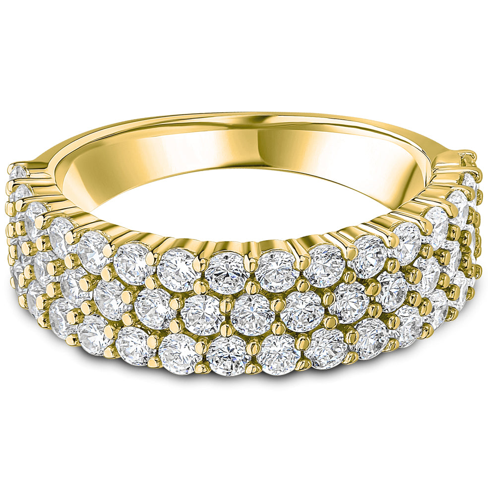 Claw Set Brilliant Cut Diamond Triple Row Wedding Band | 1.50ct