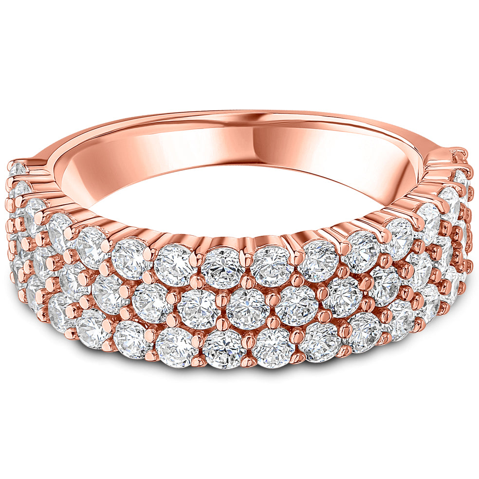 Claw Set Brilliant Cut Diamond Triple Row Wedding Band | 1.50ct
