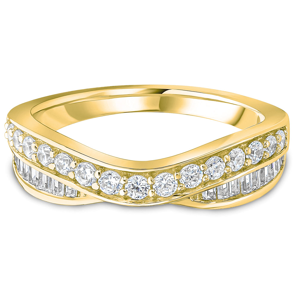 Entwined Brilliant and Baguette Cut Diamond Double Row Wedding Band | 0.50ct