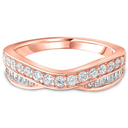 Entwined Brilliant and Baguette Cut Diamond Double Row Wedding Band | 0.50ct