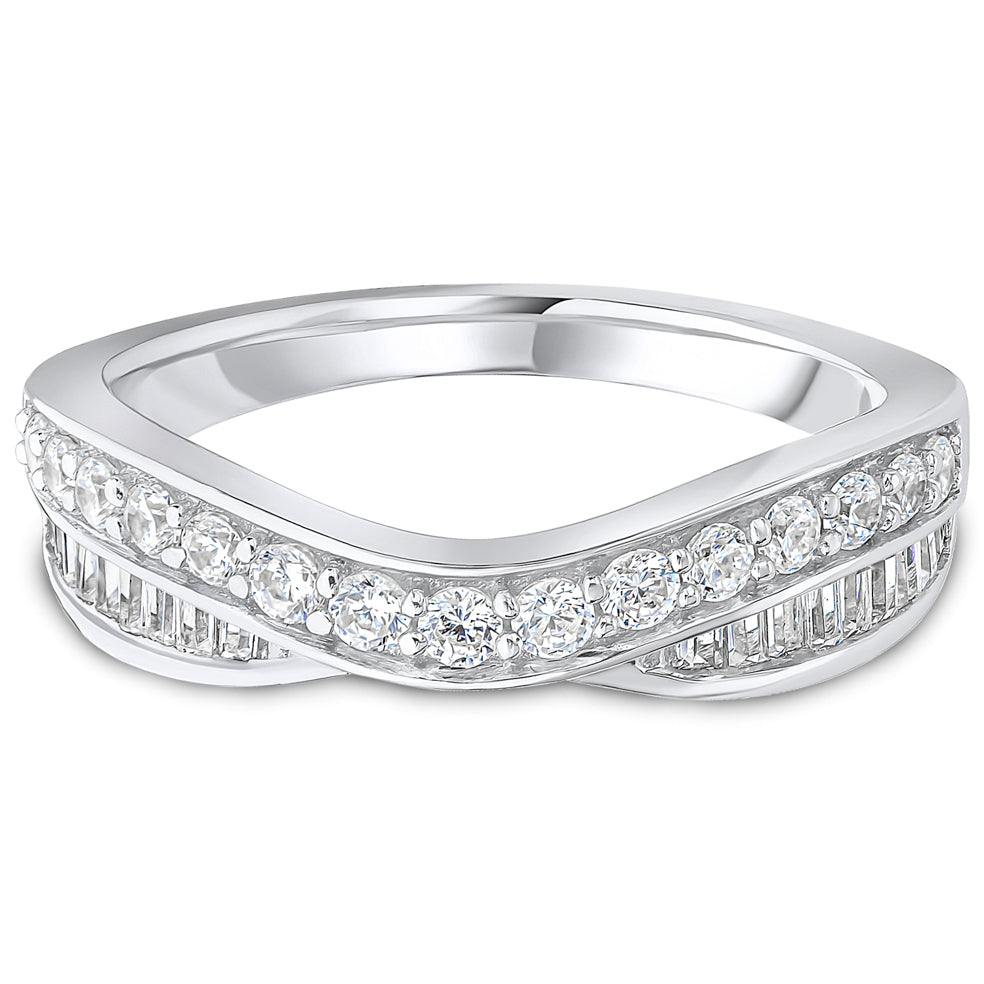 Entwined Brilliant and Baguette Cut Diamond Double Row Wedding Band | 0.50ct